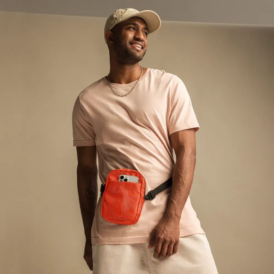 Utility Crossbody Bag - Orange Brown Fluid Swirls product image (11)
