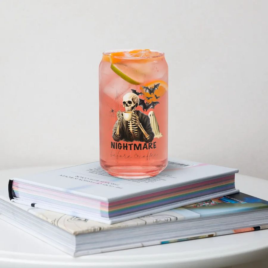 Nightmare Before Coffee Halloween Glass Cup product image (34)