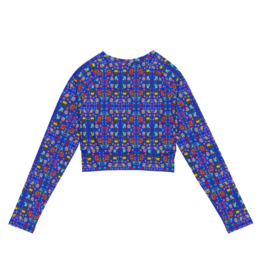 Abstract Owls Symmetric Splendor Long Sleeve Crop Top product image (10)