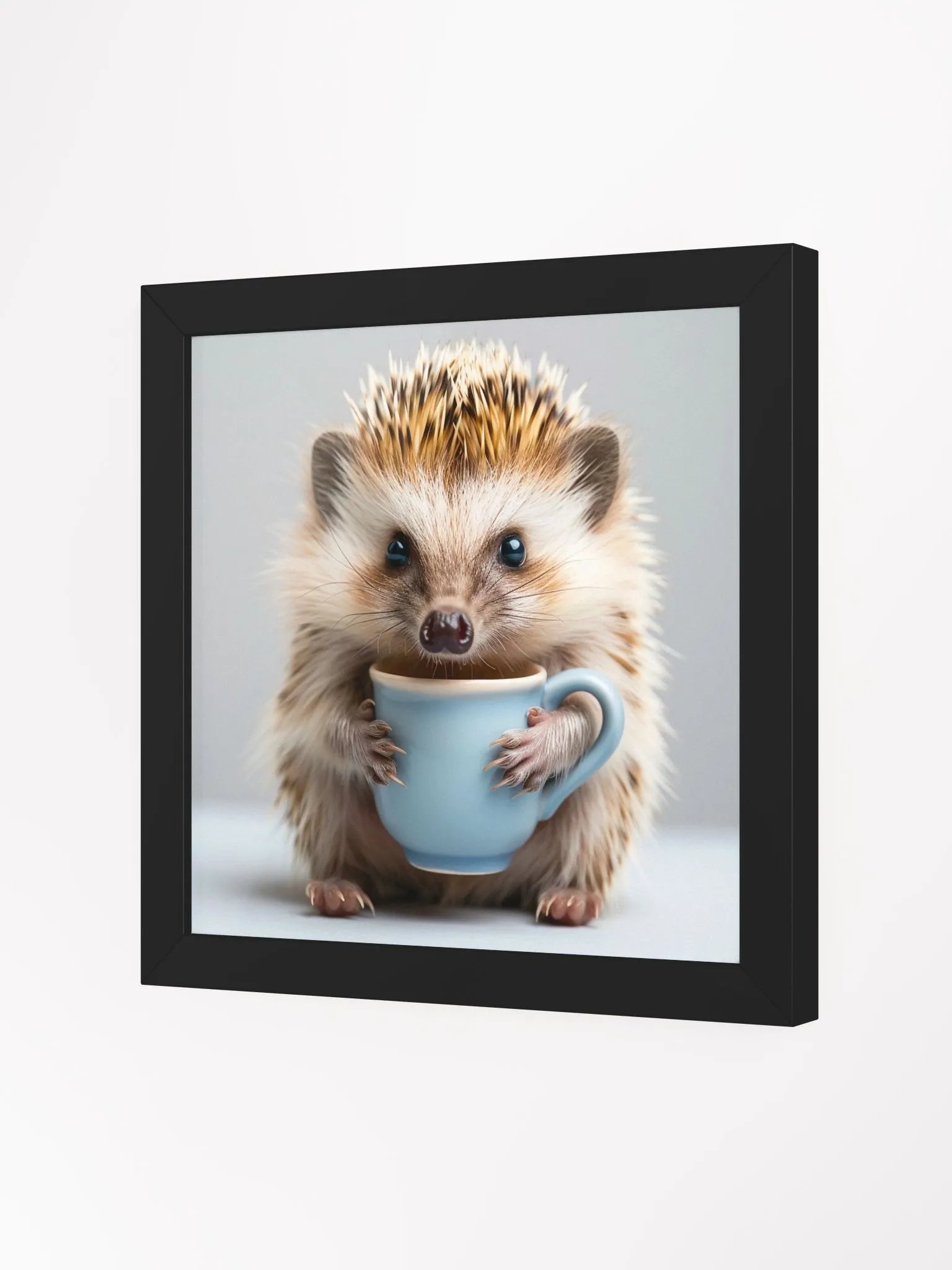 Cute Coffee Lover Baby Hedgehog Framed Wall Art product image (36)