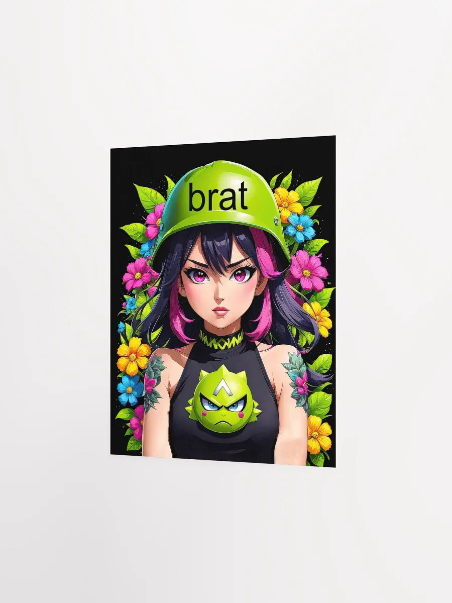 Brat Girl - Poster - Black Background - Small and Standard Sizes - 8x10-11x14-12x16-16x20 Inches product image (8)