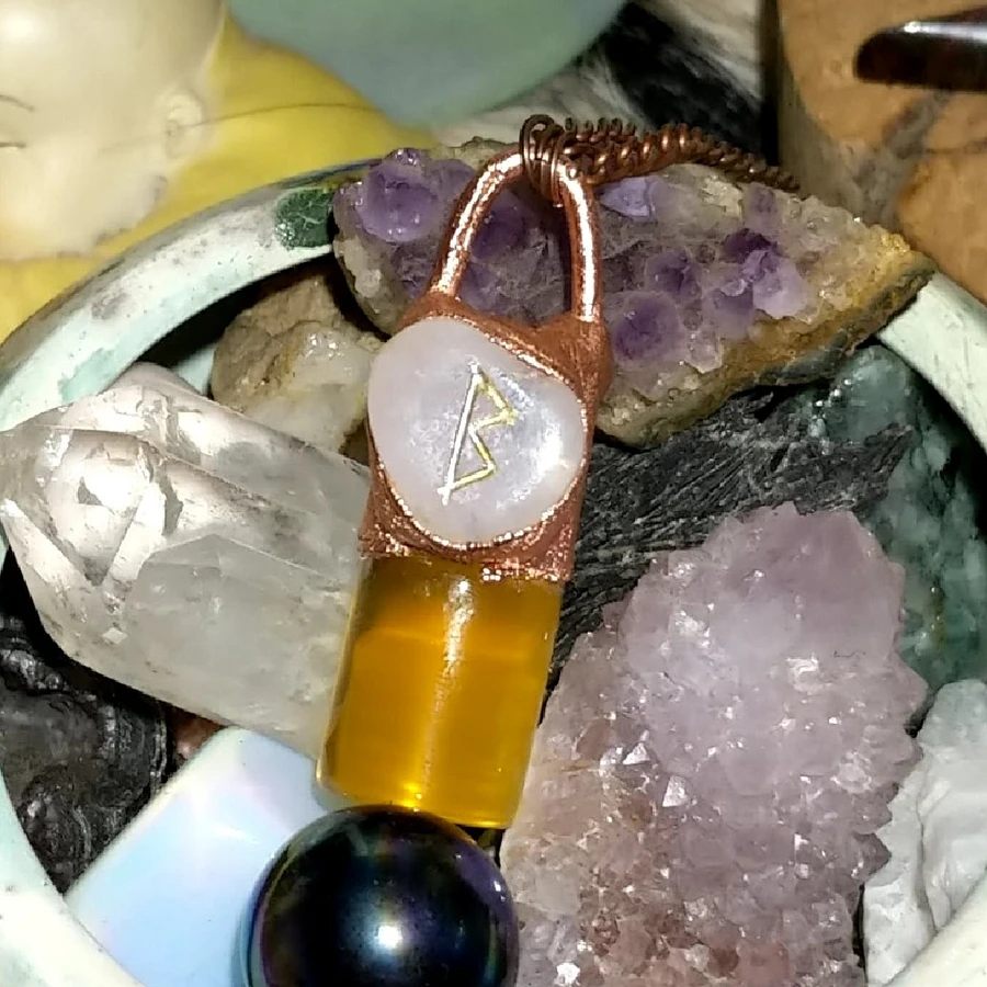 Berkana Rune Quartz Honey Spell Jar Necklace product image (1)