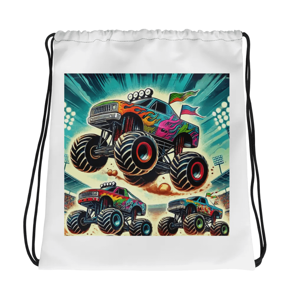 Monster Truck Madness Drawstring Bag product image (1)
