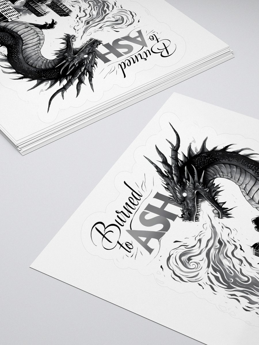 Apocalyptic Dragon Art | 'Burned to Ash' Monochrome Print Sticker product image (10)