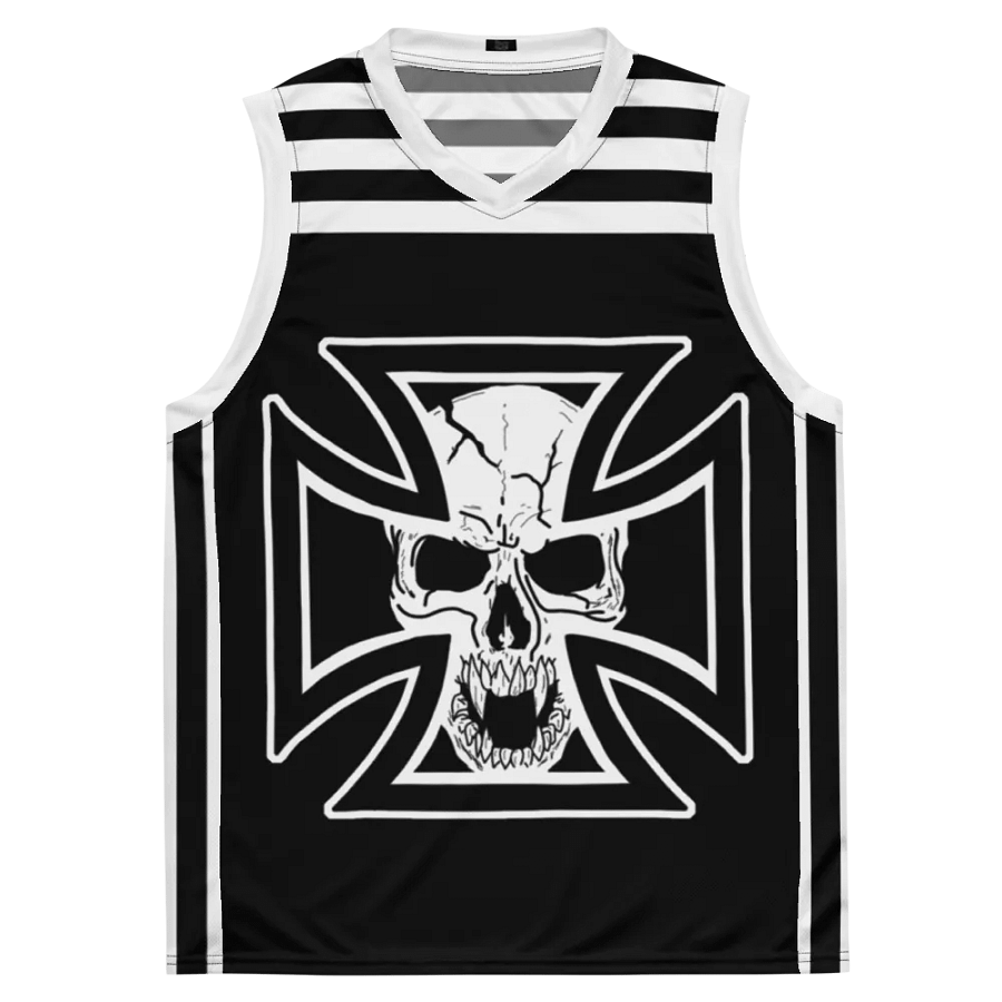 Maltese cross and skull basketball jersey product image (3)
