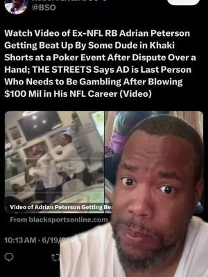 Adrian Peterson got beat up at poker game. Looks like he’s only good at beating up little kids and not people his own size #nfl #poker