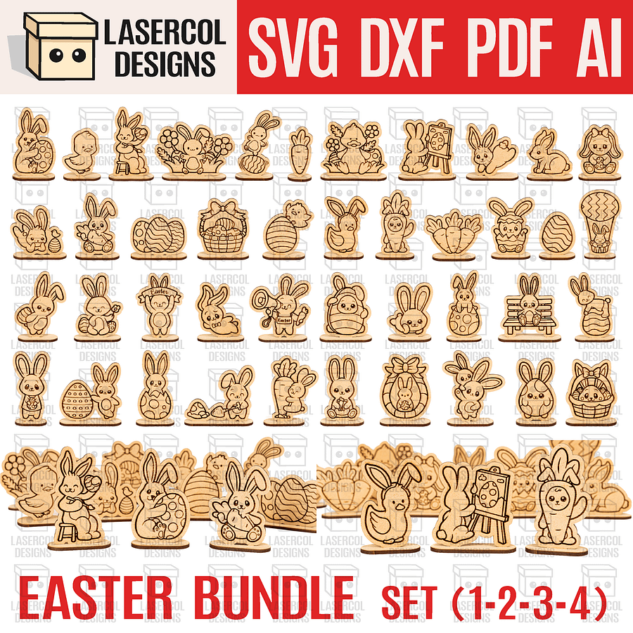 Easter Cutouts With Base Bundle (Set 1-2-3-4) - Laser Cut Files product image (1)