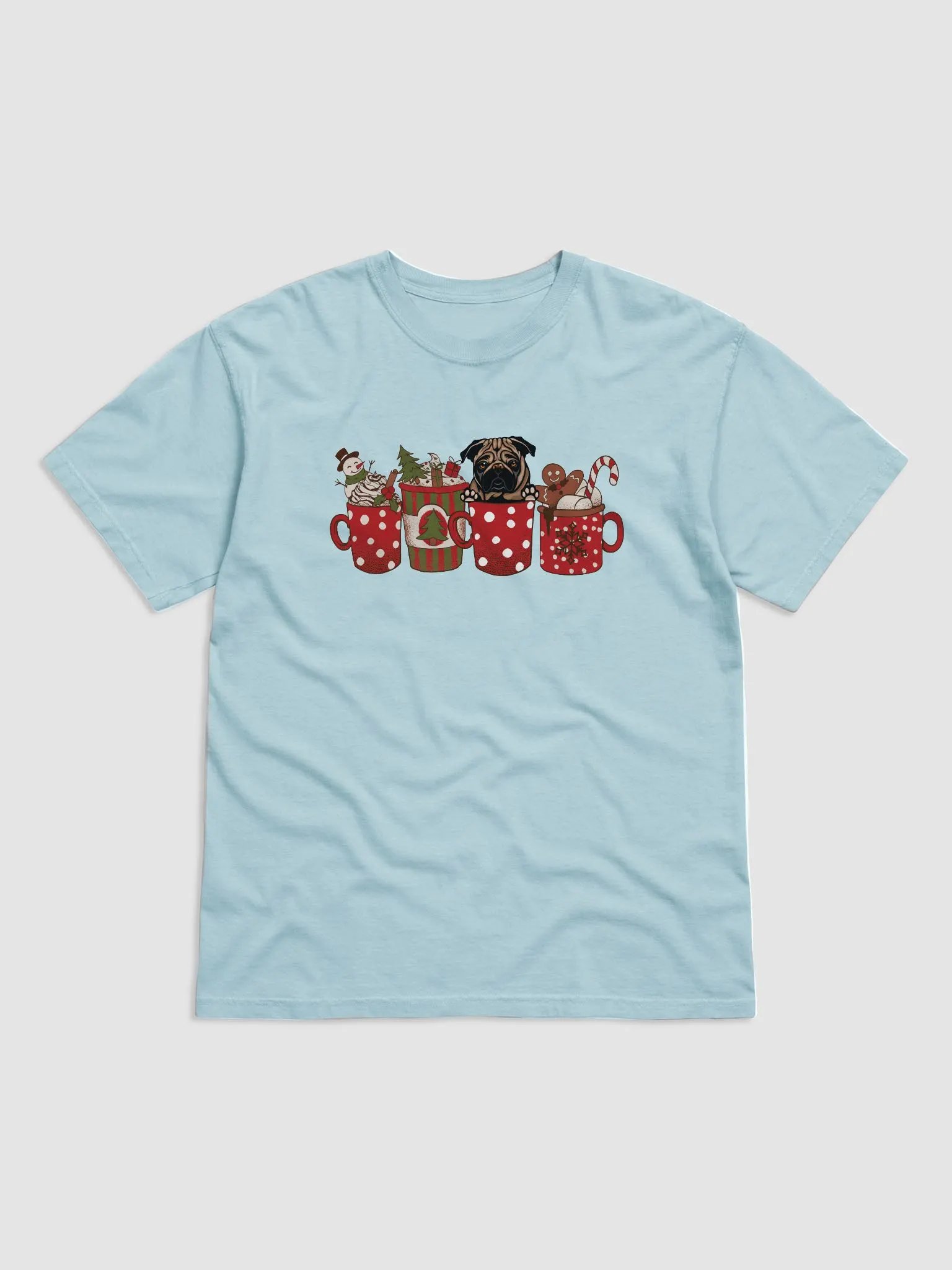 Cute Pug in a Christmas Cup T-Shirt | Funny Christmas Pup in a Cup product image (9)