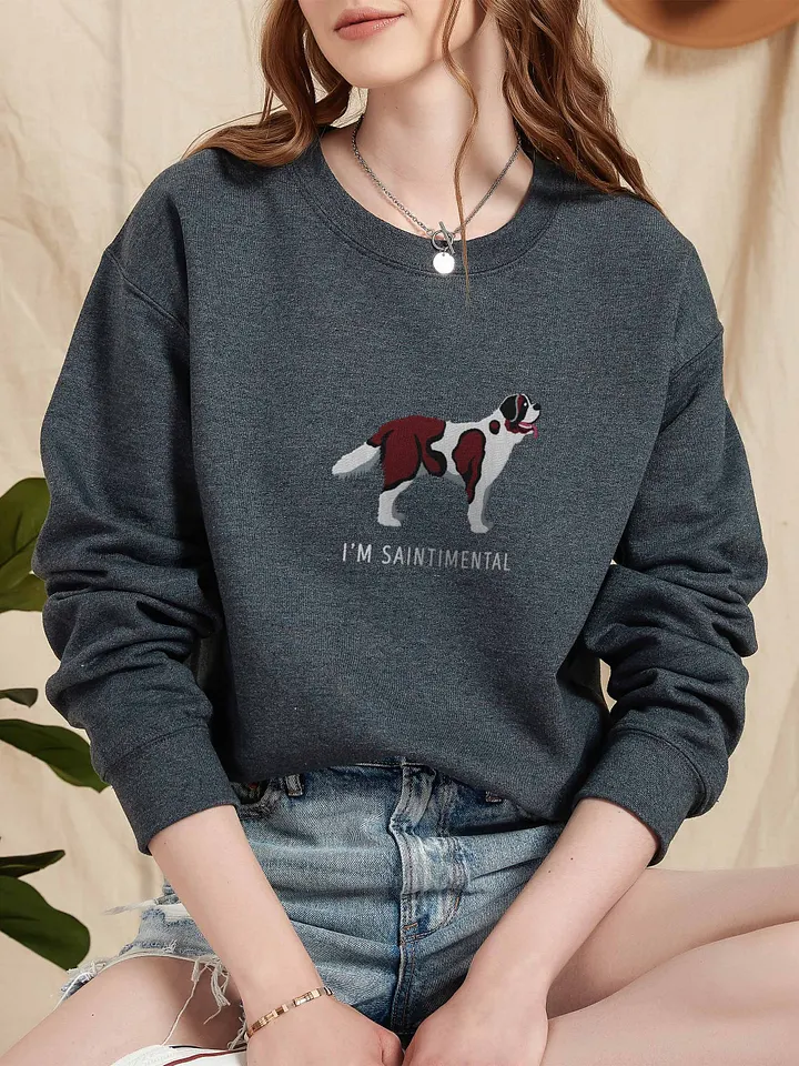 I'm Saintimental Sweatshirt (Embroidered) of a Saint Bernard(Mahogany) product image (2)