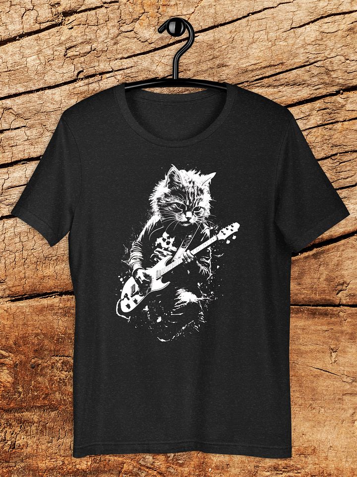 Cat Playing Guitar Tee - Rock & Roll Rocker Graphic Unisex Shirt product image (1)