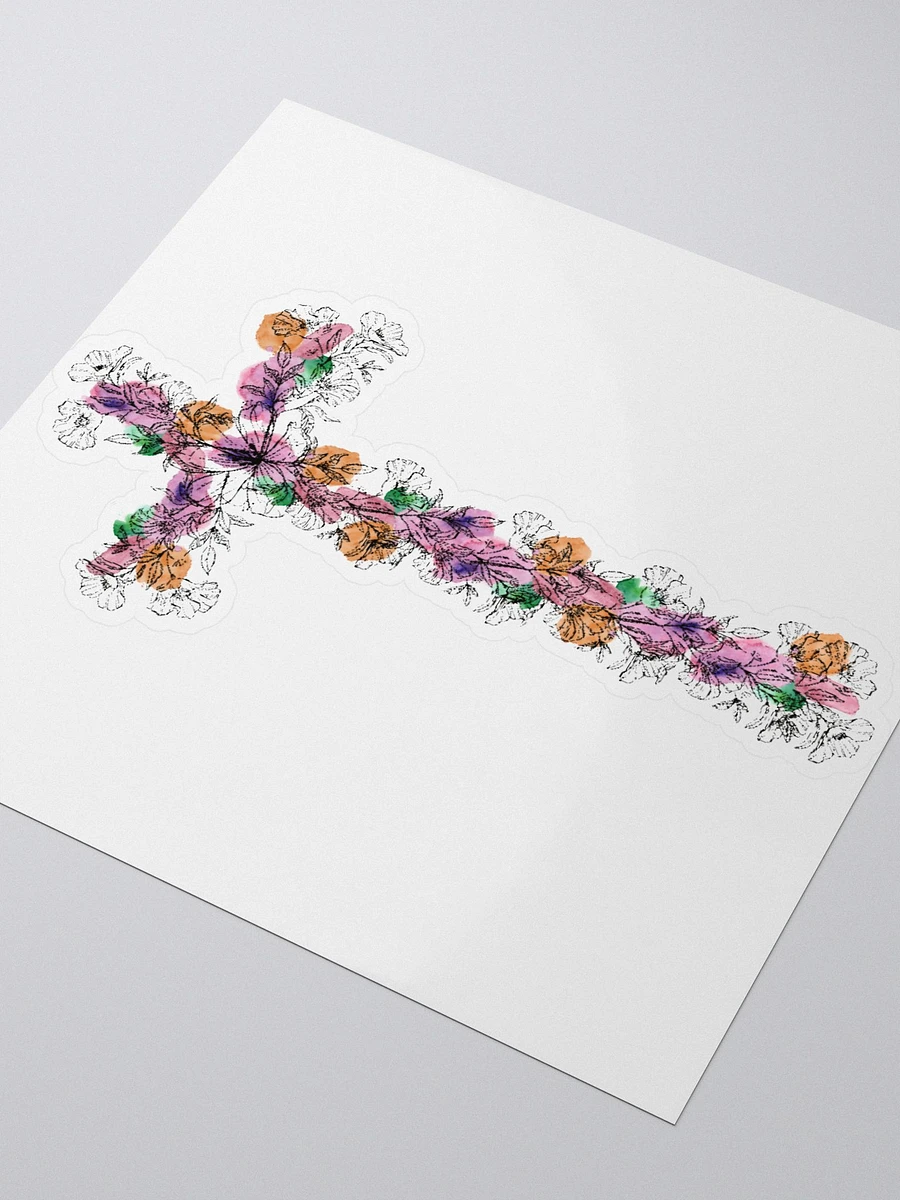 Yellow & Pink Floral Cross Sticker product image (3)