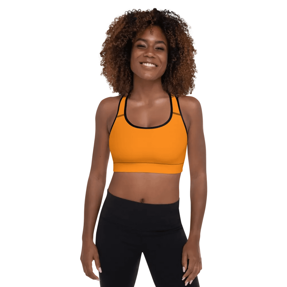 Plain Color Orange Padded Sports Bra product image (1)