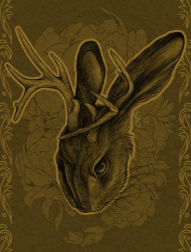 Couldn’t decide on a color, here’s a jacklope I made Wednesday 🐰🦌🌿🍂🌾
