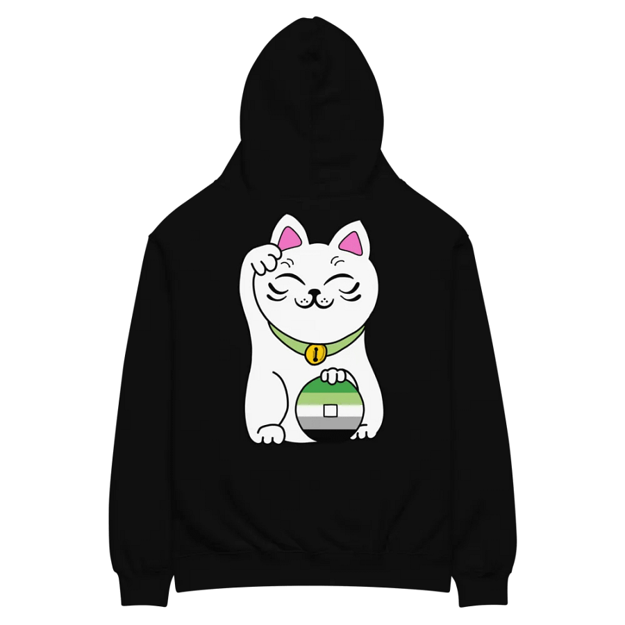 Maneki neko aromantic pride hoodie product image (8)