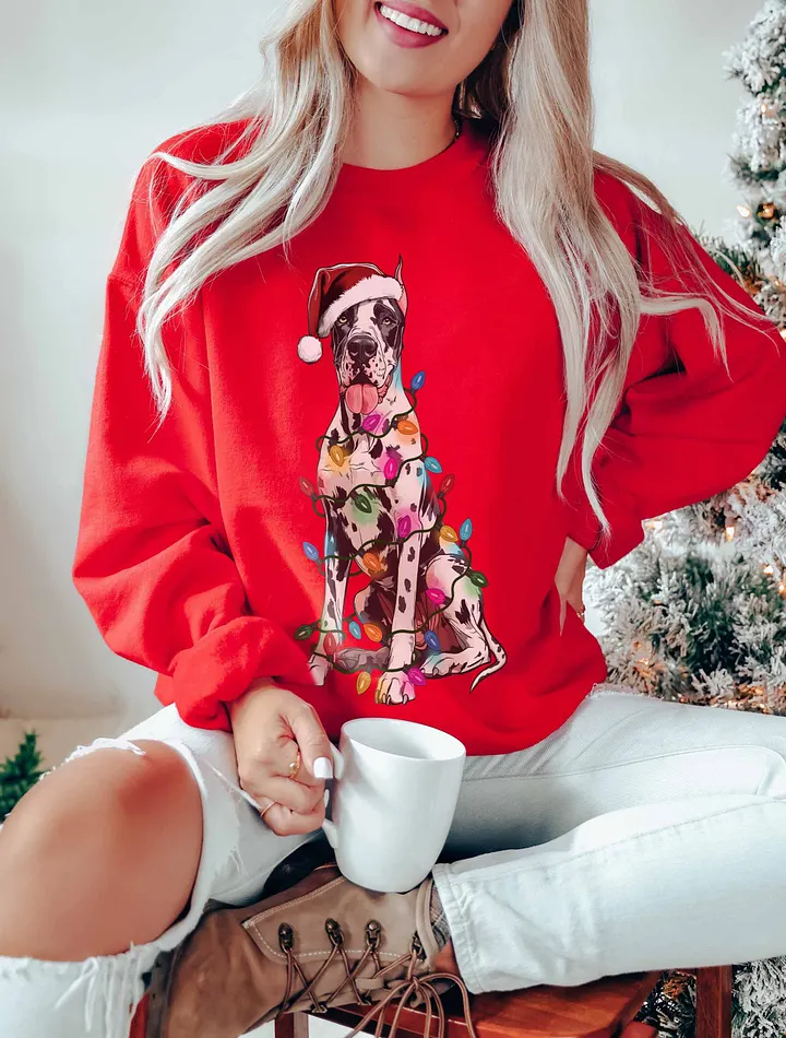 Funny Great Dane(Harlequin, Cropped Ears) Christmas Sweatshirt product image (20)