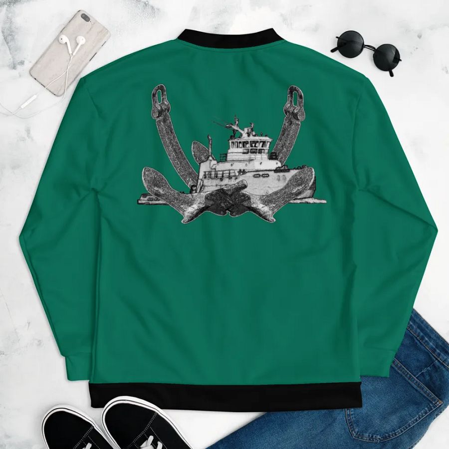 Twin Anchor Titan tug Teal Bomber Jacket product image (9)