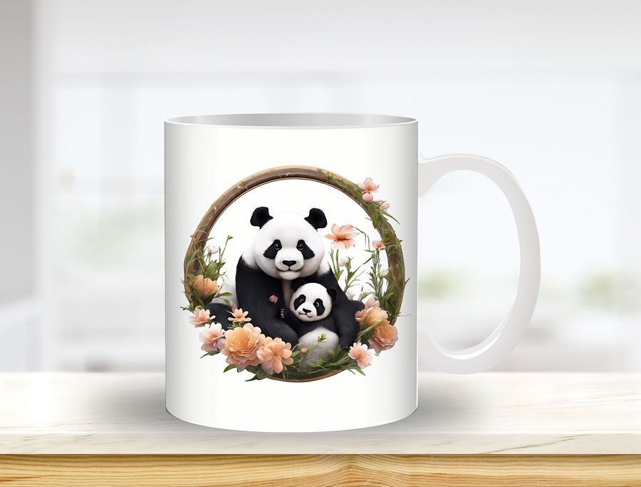 Cute Panda Mug Sublimation Design, 11oz & 20oz Mug Template, Mug Wrap Template PNG, Digital Download product image (1)