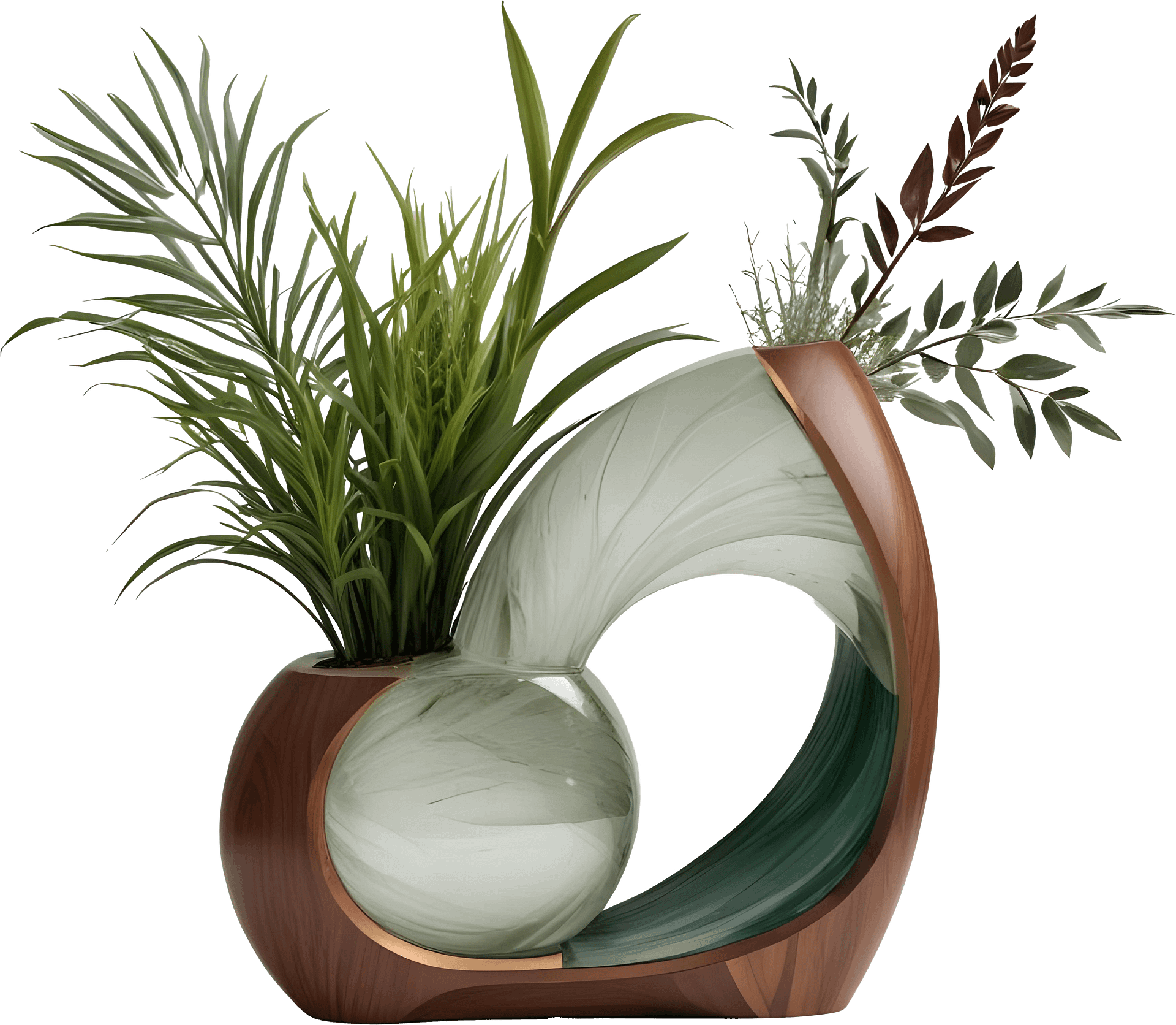 Luxe Botanique – Dual Harmony Art Deco Vase PNG product image (1)