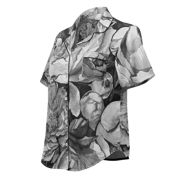 B&W Peonies - Women's Short Sleeve Pajama Top product image (1)