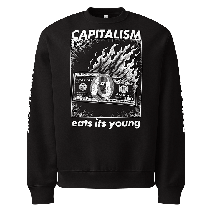 Capitalism Eats its Young Dark-Mode Oversized Sweatshirt product image (1)