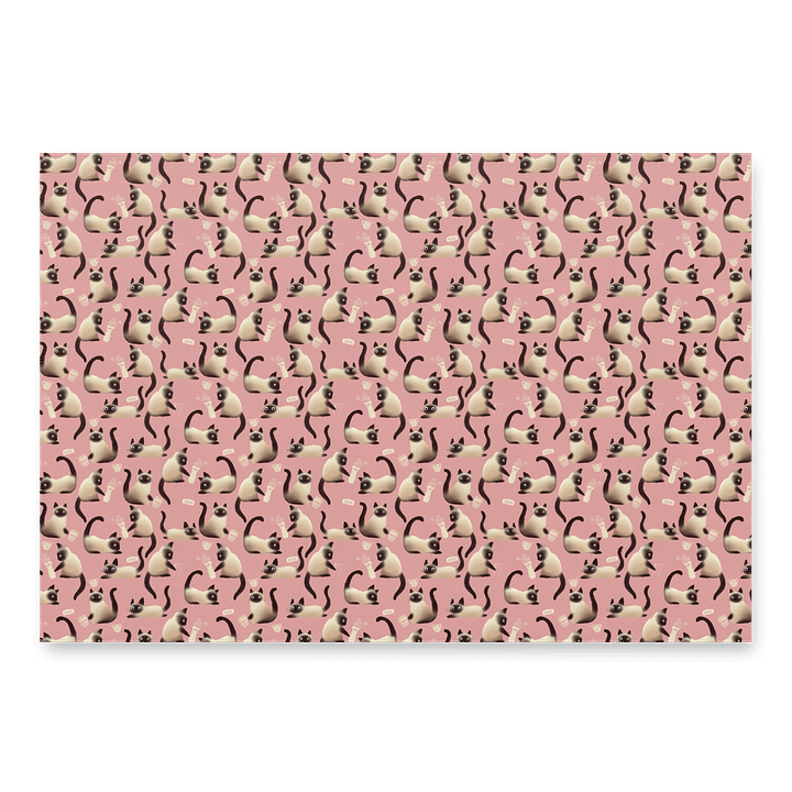 Bad Siamese Cats Knocking Stuff Over Wrapping Paper in Pink, 3 Pack product image (2)
