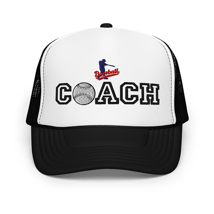 Baseball Coach Foam Trucker Hat – 3D Puff Embroidered Snapback product image (1)