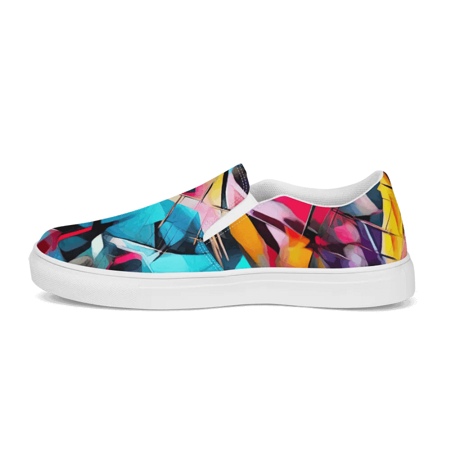 Mans Slip On Sneaker _ Calceonova Streetwear _ Custom Design Shoes _ Abstract Graffiti Shattered Neon product image (9)
