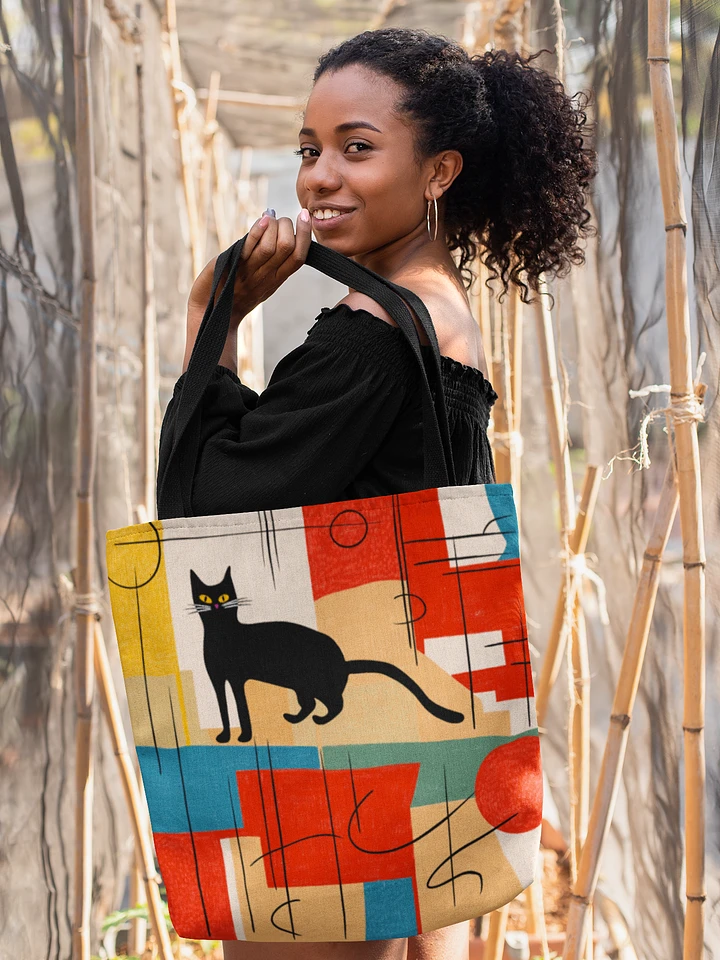 Abstract Hand-drawn Cat Red, Blue, Yellow Custom Tote Bag product image (1)