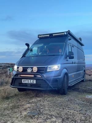 Our daughter is singing casually in front of the van seat while the music is turned up.  #vanlife #vwcraftercamper #scotland #vanlifefamily 