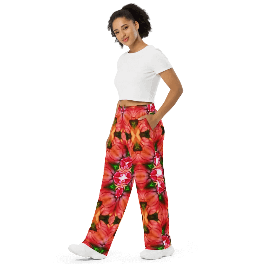 Peachy Flower Kaleidoscope Wideleg Pants product image (10)