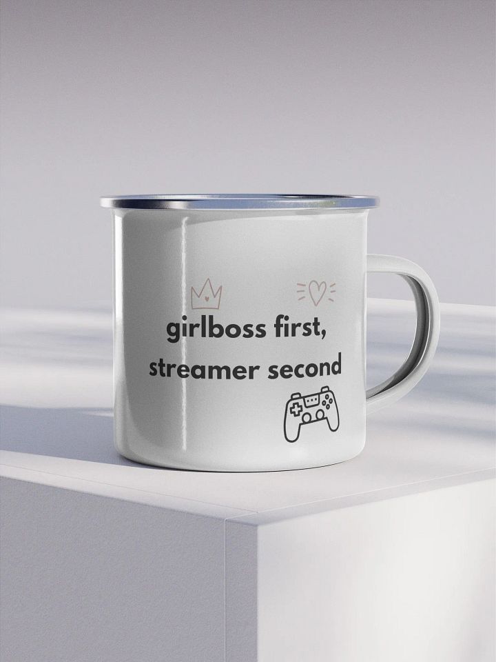 Girlboss First, Streamer Second Enamel Mug product image (1)