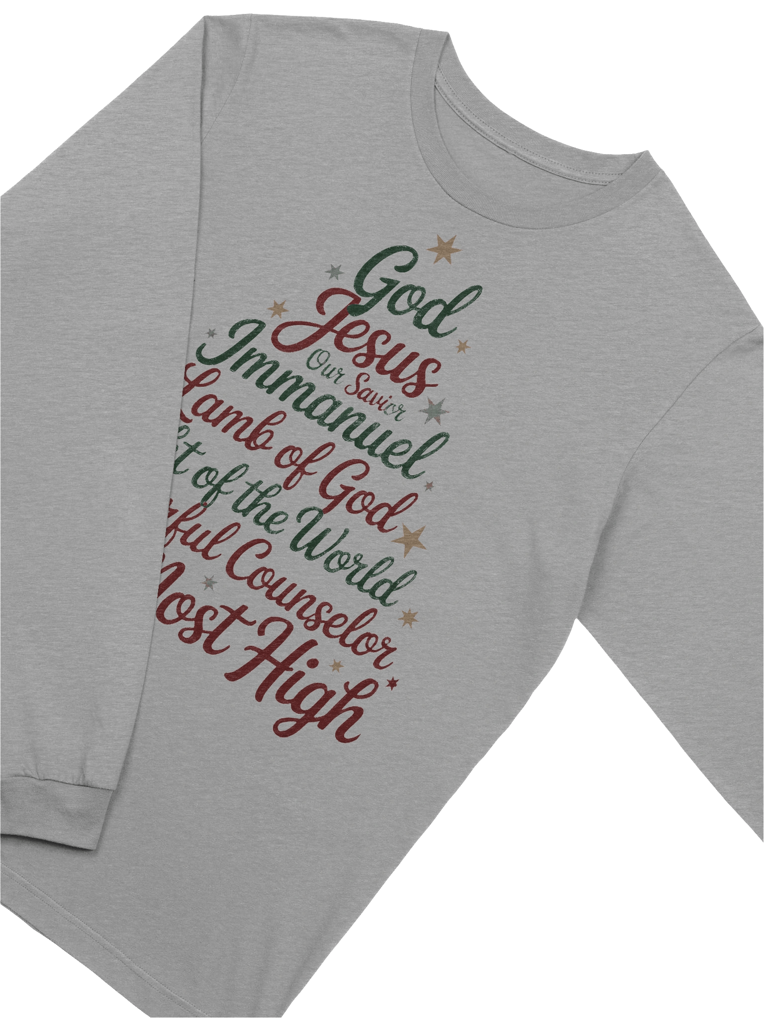Christian Christmas Long Sleeve Shirt Names Of Jesus Christmas Tree product image (5)
