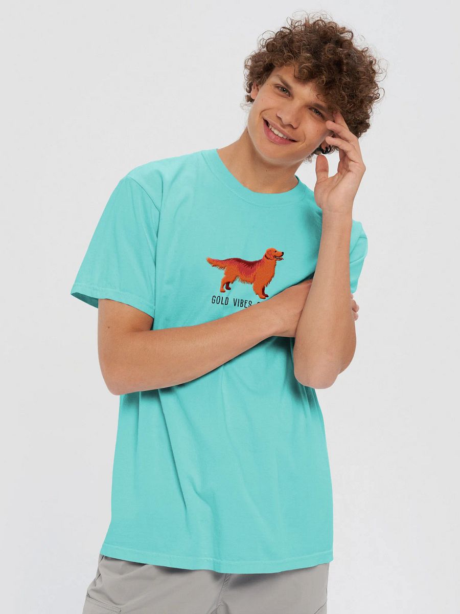 Gold Vibes Only T-Shirt(Embroidered) of a Golden Retriever(Red) product image (29)