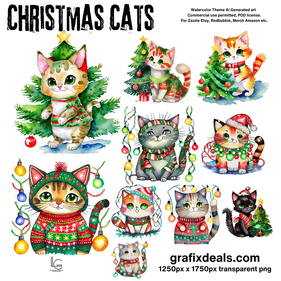 $1 Deal! Cute Christmas Cat Graphics Bundle product image (2)