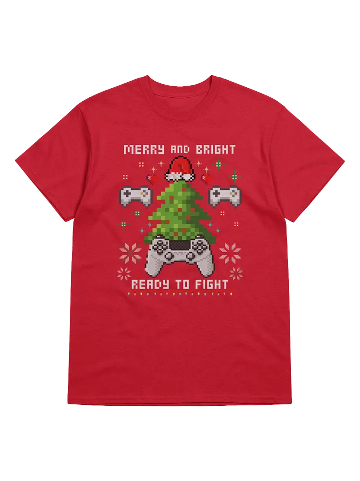 Pixel Christmas Gamer Unisex T-Shirt | Merry And Bright Ready To Fight product image (2)