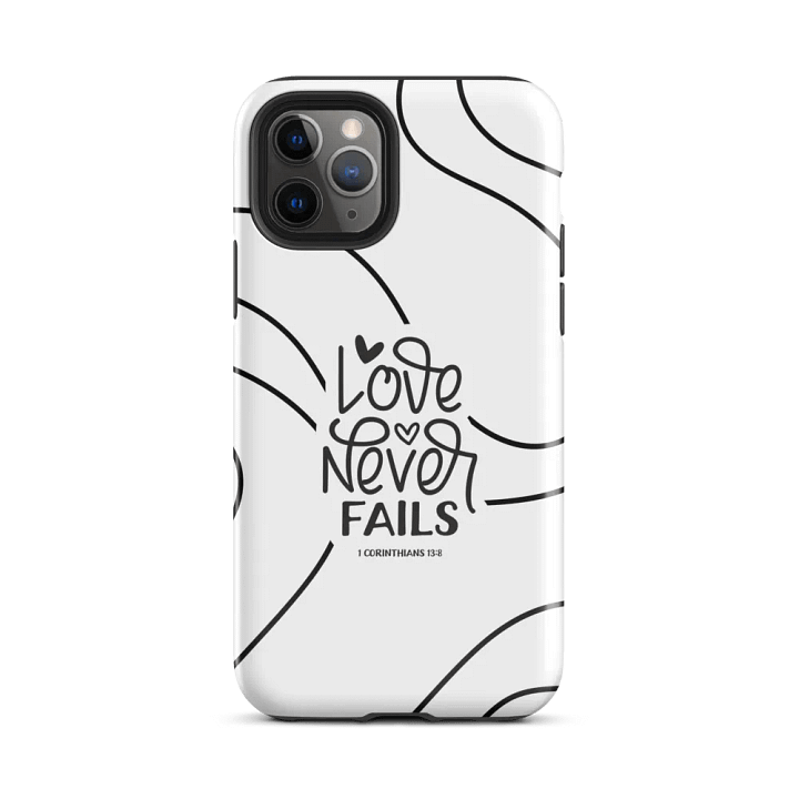 'Love Never Fails' Black Swirls iPhone® Tough Case product image (1)