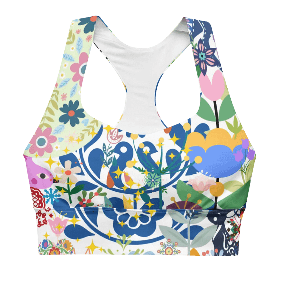 Whimsical Garden Mosaic All-Over Print Sports Bra - UPF50+ protection product image (5)