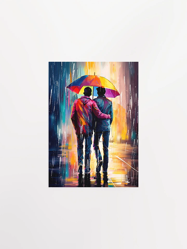 Gay Love In The Rain – Romantic Matte Poster product image (1)