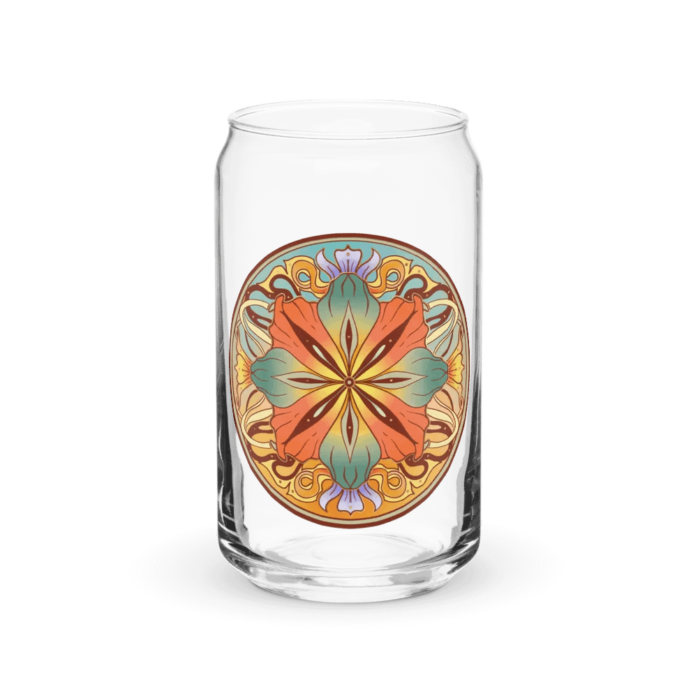 Teal Floral Mandala - Can Glass product image (1)