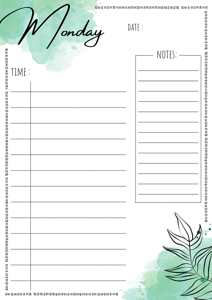 Botanical Pastel Green Daily Planner set - A4 - product image (2)