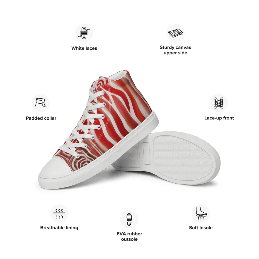 Funky Red Liquid Tie-Dye Explosion Women's High-Top Canvas Shoes product image (10)