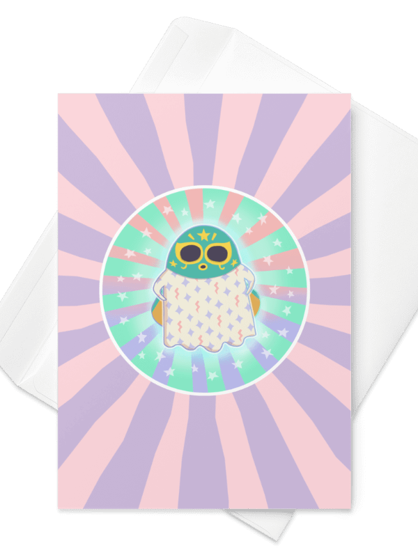 Pastel Little Ghost Luchador #2- Greeting Card product image (1)
