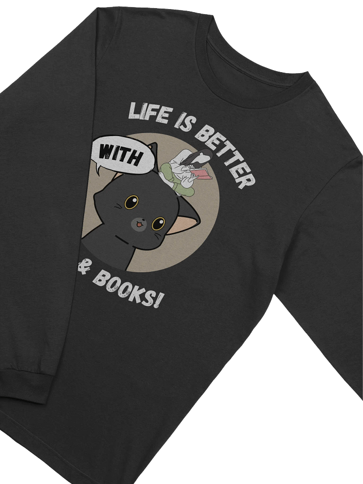Cat & Books Delight Long Sleeve Tee product image (2)
