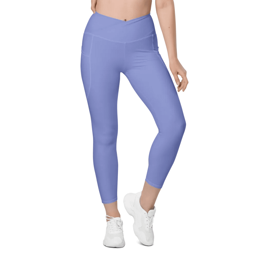Plain Light Purple True Summer Women's High Waisted Premium Crossover Leggings with Pockets by Treasure Pie product image (2)