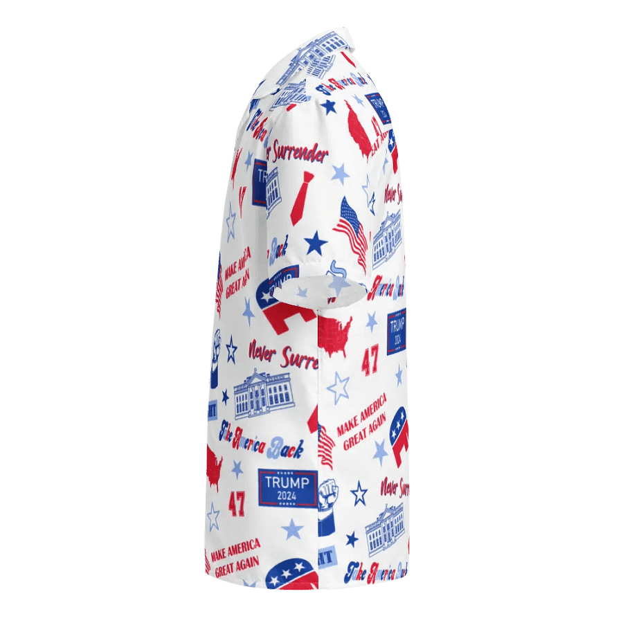 Trump 2024 Election-Themed White Pattern Hawaiian Shirt - Patriot Trump Supporter Make America Great Again product image (9)