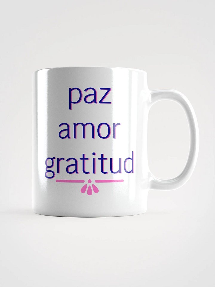 Paz Amor Gratitud Navy and Pink Ceramic Mug product image (2)