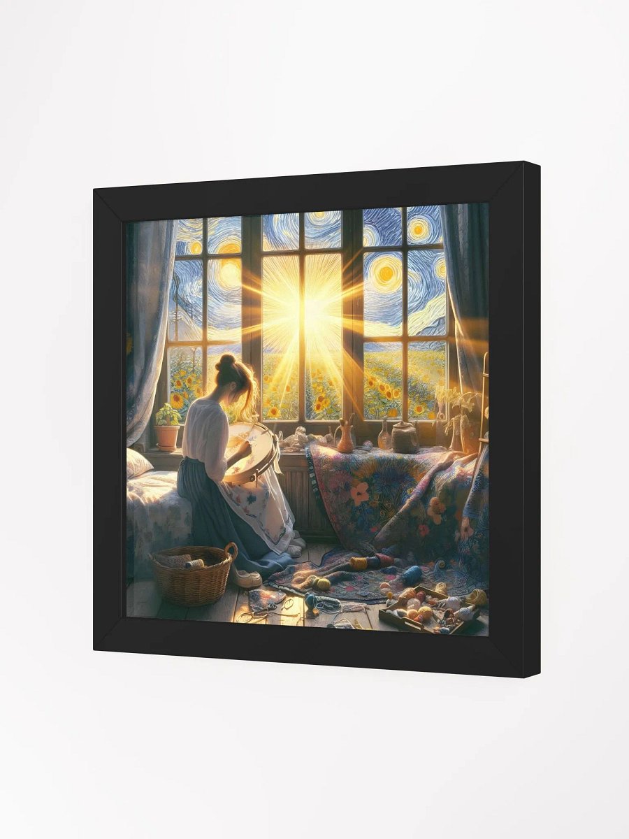 A Woman Sitting On A Window Sill With A Large Embroidery Hoop. product image (26)