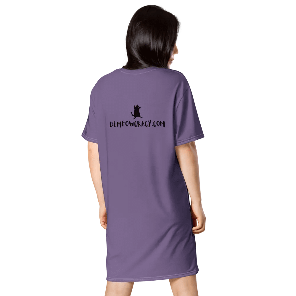 Dancing Demeowcracy Feline Purple T-Shirt Dress product image (4)