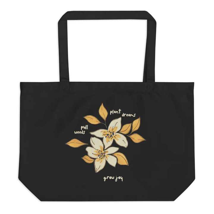 Grow Joy Botanical Cotton Tote Bag | Large, Black product image (1)