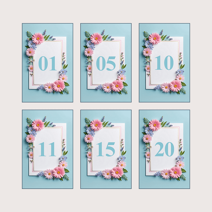 Floral Table Number Card - Dizynai (DTN-05) product image (2)